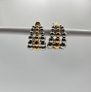 🆕️Round beads connected hoop earrings